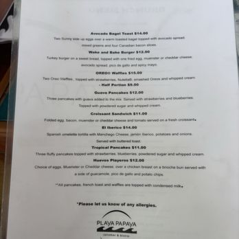 Playa Papaya - Menu - Breakfast & Brunch Near Me - San Juan, Puerto Rico