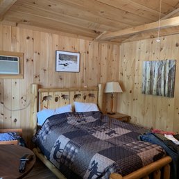 Queen bed, 2 bunks