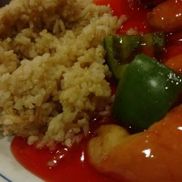Nasty gummy, bland, mushy ( think mashed potatoes) "fried rice." Yuck.