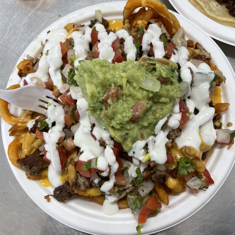Los Tacos De Pancho - Carnitas fries (curly fries) - Tacos Near Me - Concord, California