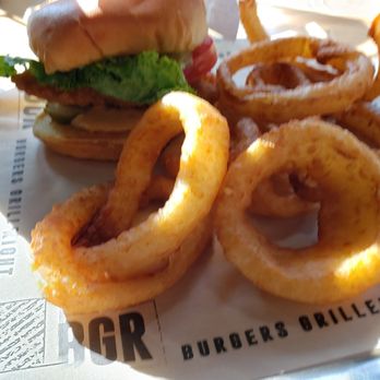 BGR Burgers Grilled Right - Chicken sandwich with onion rings - Burgers Near Me - Springfield, Virginia