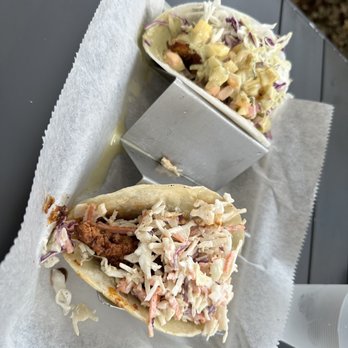 Pacific Coast Tacos - Hot Chicken taco of the week and the grilled shrimp taco on jicama - Tacos Near Me - Houston, Texas Pacific Coast Tacos - Hot Chicken taco of the week and the grilled shrimp taco on jicama - Tacos Near Me - Houston, Texas