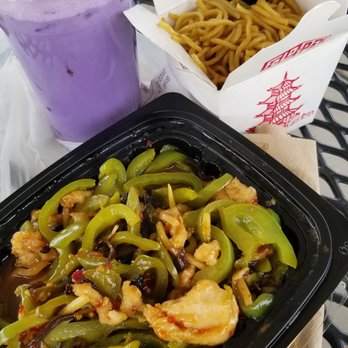 Won Won Wok - Shredded Chicken in Garlic Sauce, side noodles, and taro bubble tea - Chinese Near Me - Saratoga Springs, Utah Won Won Wok - Shredded Chicken in Garlic Sauce, side noodles, and taro bubble tea - Chinese Near Me - Saratoga Springs, Utah
