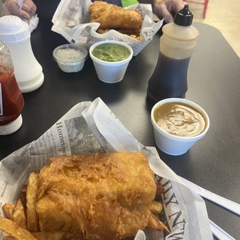 The Codfather - Cod with chips, mushy peas and curry sauce - Fish & Chips Near Me - Henderson, Nevada The Codfather - Cod with chips, mushy peas and curry sauce - Fish & Chips Near Me - Henderson, Nevada