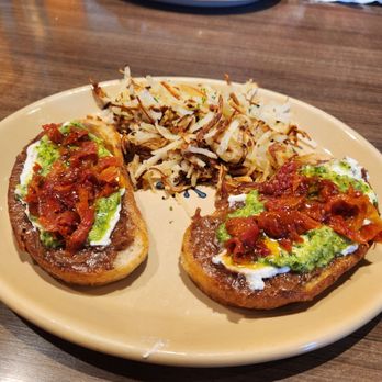 Snooze, an A.M. Eatery - Whipped Cottage Cheese Toast with Hash Browns - Breakfast & Brunch Near Me - Orange, California Snooze, an A.M. Eatery - Whipped Cottage Cheese Toast with Hash Browns - Breakfast & Brunch Near Me - Orange, California