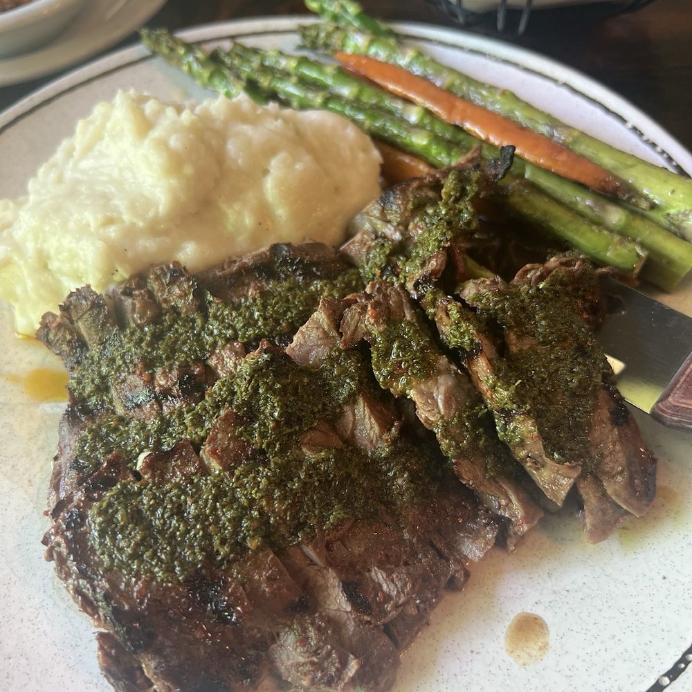 Steak with chimichurri sauce Steak with chimichurri sauce