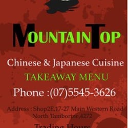 Mountain Top Chinese & Japanese Cuisine - Takeaway menu