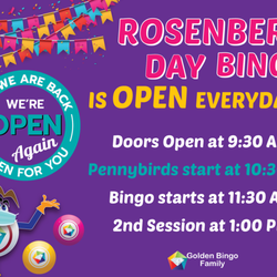 Rosenberg Day Bingo - Rosenberg Day Bingo reopening on Wednesday, May 13th!