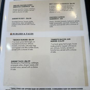 Why Coffee Bar and Kitchen - Lunch and dinner menu 7/8/25 - American Near Me - Wilmington, North Carolina Why Coffee Bar and Kitchen - Lunch and dinner menu 7/8/25 - American Near Me - Wilmington, North Carolina