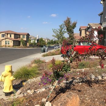VC Lawn care - a yellow fire hydrant in front of a house - Landscaping Near Me