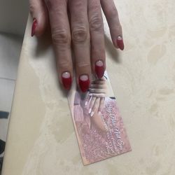 Sky Blue Nail Spa - Old Hollywood half moon manicure on uv gel extensions