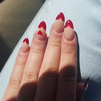 CLASSY NAILS - Valentine's day nails ! Almond shape - Waxing Near Me - Morgan Hill, California