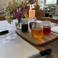 BunnyBears Preschool - Santee - Invitation to the art station - observational painting