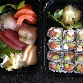 Izumi Sushi - Sashimi Lunch and 2 rolls: Philadelphia roll and Salmon Avocado roll - Japanese Near Me - Great Falls, Virginia