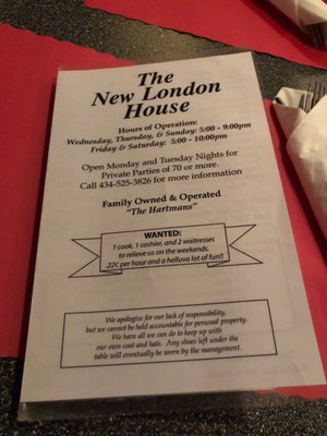 Menu photo 7 New London Steak House Forest, VA