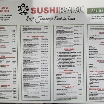 Sushi Raku - Menu - Japanese Near Me - Tamarac, Florida Sushi Raku - Menu - Japanese Near Me - Tamarac, Florida