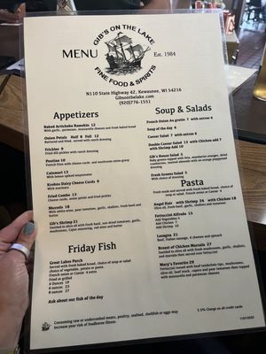 Menu photo 2 GIBS ON THE LAKE Kewaunee, WI Menu photo 2 GIBS ON THE LAKE Kewaunee, WI