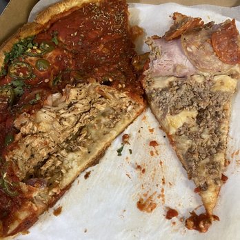 Patxi's Pizza - Bbq chicken and 5 meat deepdish.. where is the sauce!?? - Pizza Near Me - Dublin, California