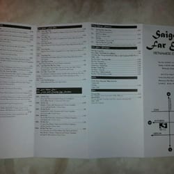 Saigon City Restaurant - Menu Front