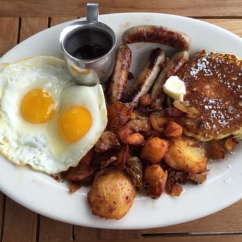 Plow - the plow! sunny side up eggs, potatoes, chicken Apple sausage, and lemon ricotta pancakes - Breakfast & Brunch Near Me - San Francisco, California Plow - the plow! sunny side up eggs, potatoes, chicken Apple sausage, and lemon ricotta pancakes - Breakfast & Brunch Near Me - San Francisco, California