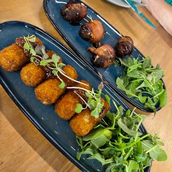 Korner 67 - Duck Croquettes and Bacon Wrapped, Cheese Stuffed Dates - Cocktail Bars Near Me - Miami Lakes, Florida