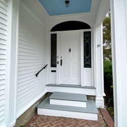 Painting & Beyond - details of entrance and historic color matching