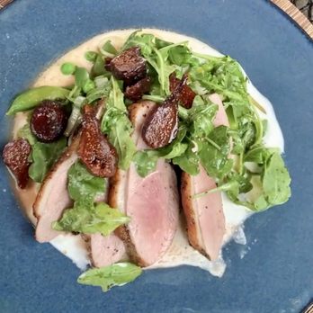 Season's At Highland Lake - Pan seared duck with figs and greens - New American Near Me - Flat Rock, North Carolina Season's At Highland Lake - Pan seared duck with figs and greens - New American Near Me - Flat Rock, North Carolina