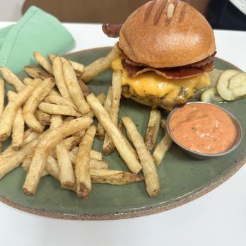 Moo Creamery - The Moo Burger - with added cheese & bacon. - Burgers Near Me - Bakersfield, California Moo Creamery - The Moo Burger - with added cheese & bacon. - Burgers Near Me - Bakersfield, California