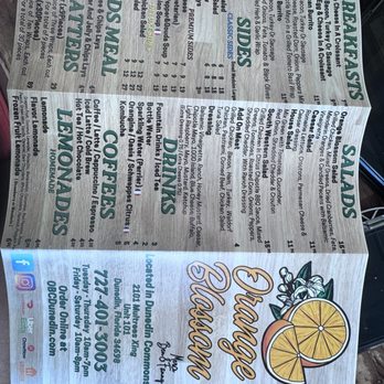 Orange Blossom Cafe - Back of menu - Breakfast & Brunch Near Me - Dunedin, Florida Orange Blossom Cafe - Back of menu - Breakfast & Brunch Near Me - Dunedin, Florida