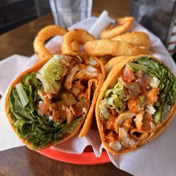Haywood Cafe - Buffalo wrap with onion rings