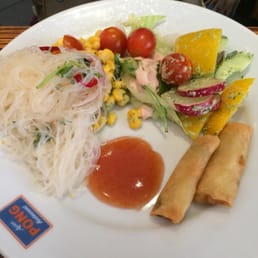 Salad and egg roll selection. Salad and egg roll selection.
