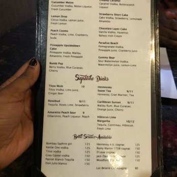 Drink menu