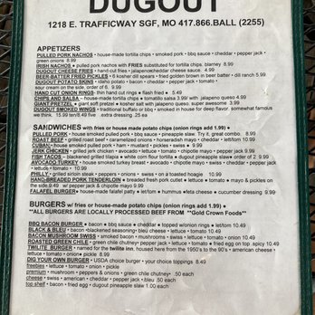 Dugout Bar & Grill - Apps, Sandwiches and Burgers - Sports Bars Near Me - Springfield, Missouri