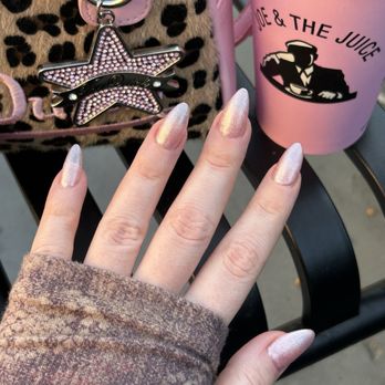 3 Thirty 3 Nail Bar - Gel acrylic nails with pink sparkle gel polish - Nail Salons Near Me - Costa Mesa, California