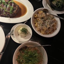 Australian Wagyu Ribeye, Garlic Fried Rice, Mezze Rigatoni, Broccoli & Greens