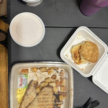 First Watch - Traditional breakfast with biscuit and gravy and cheese grits - Breakfast & Brunch Near Me - Greenville, South Carolina