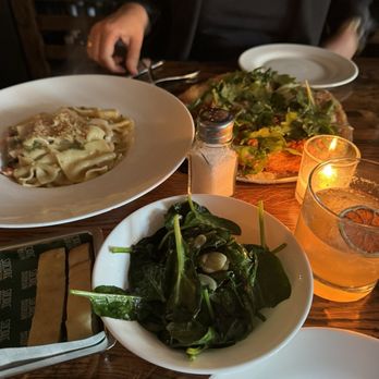 Sociale - Seafood pasta, sautéed spinach, sausage honey Nduja in Puglia Pizza - Italian Near Me - New York, New York Sociale - Seafood pasta, sautéed spinach, sausage honey Nduja in Puglia Pizza - Italian Near Me - New York, New York