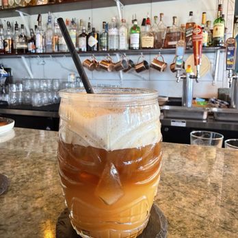 Mala Ocean Tavern - Mai Tai with foam on top - Seafood Near Me - Lahaina, Hawaii Mala Ocean Tavern - Mai Tai with foam on top - Seafood Near Me - Lahaina, Hawaii