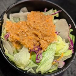 Okinawa Restaurant - Salad with ginger sauce (awesome. Crispy lettuce & fresh ginger sauce)