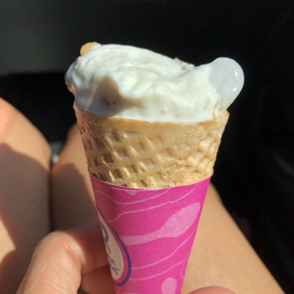 Ice on the right side sticking out of my scoop of ice cream Ice on the right side sticking out of my scoop of ice cream