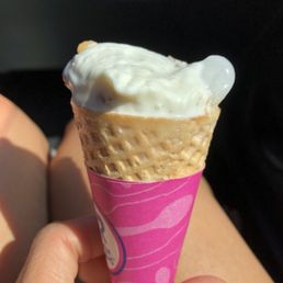 Ice on the right side sticking out of my scoop of ice cream Ice on the right side sticking out of my scoop of ice cream