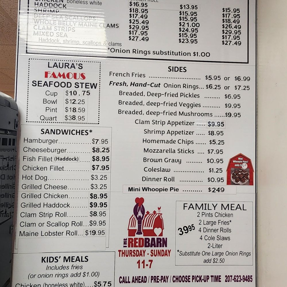 The Red Barn - Menu - Seafood Near Me - Augusta, Maine The Red Barn - Menu - Seafood Near Me - Augusta, Maine