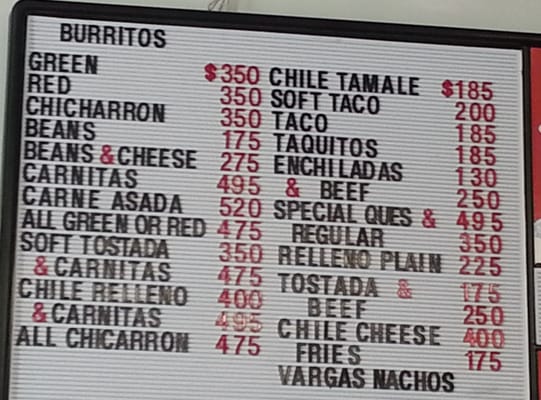 Menu photo 8 Vargas Mexicatessen Pico Rivera, CA
