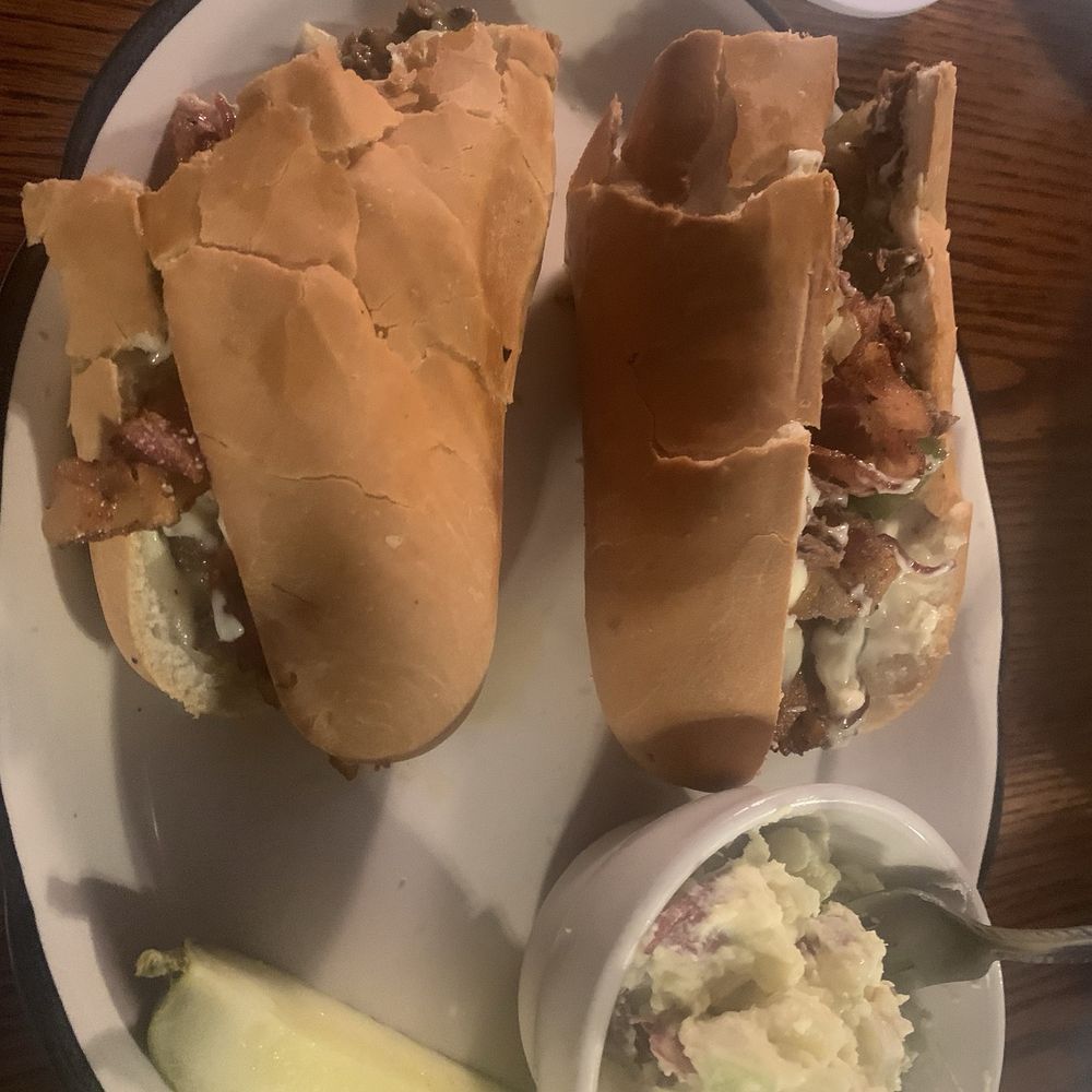 The Sidewalk Café - Cheesesteak, add bacon. Potato salad as the side - American Near Me - Richmond, Virginia The Sidewalk Café - Cheesesteak, add bacon. Potato salad as the side - American Near Me - Richmond, Virginia