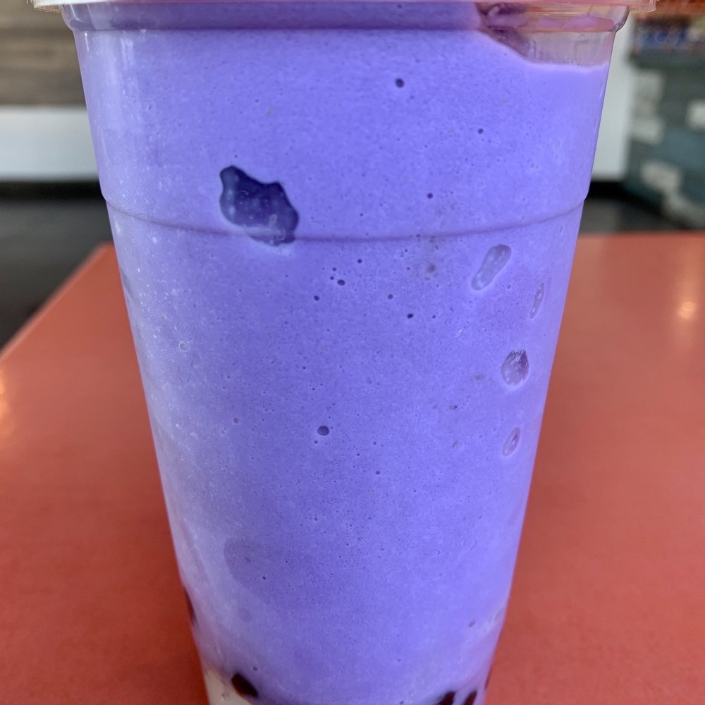 Boba Tea House - Taro Slushie with boba pearls and lychee jelly - Coffee & Tea Near Me - Chandler, Arizona
