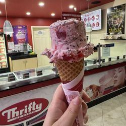 Thrifty Ice Cream - Cherry Chip on a Sugar Cone