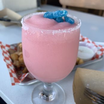 Gold Feather - Watermelon Rosè Rita with gummy bears - Beer Bar Near Me - San Antonio, Texas