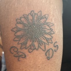 Lucky 13 Tattoo - Sunflower Tattoo with Dedication Initials