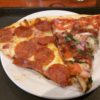 Bazbeaux Pizza - Pepperoni and BOT (bacon, onion, tomato) slice. - Pizza Near Me - Indianapolis, Indiana