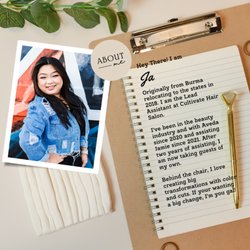 Cultivate Hair Salon - Meet Ja! She's our mood booster and hype woman! You can find her behind the chair or helping Jamie day to day.